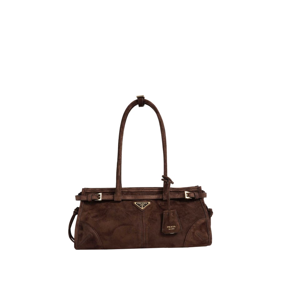 Prada Bonnie Medium Suede Bag, view 5