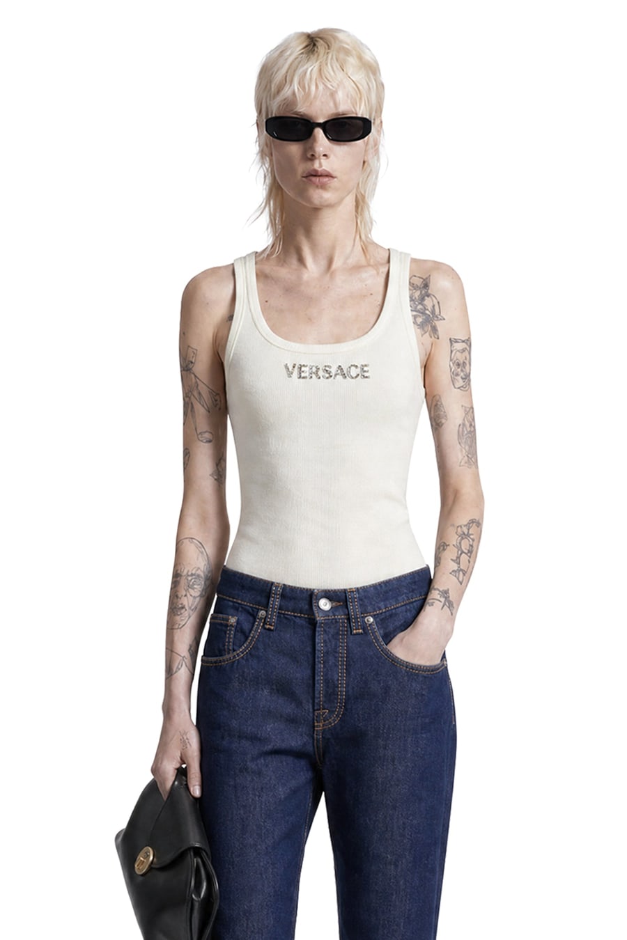 Versace Embroidered Ribbed Wool Top