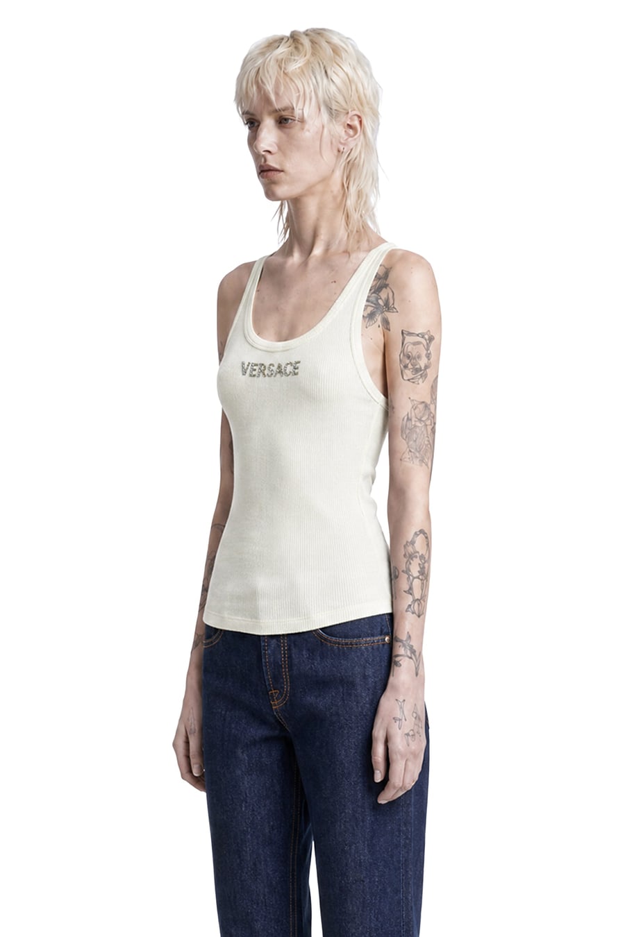 Versace Embroidered Ribbed Wool Top, view 3