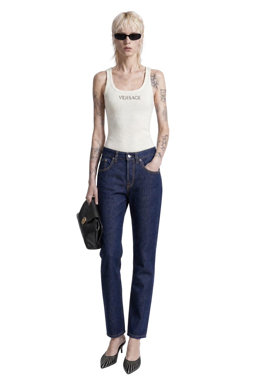 Versace Embroidered Ribbed Wool Top, view 5