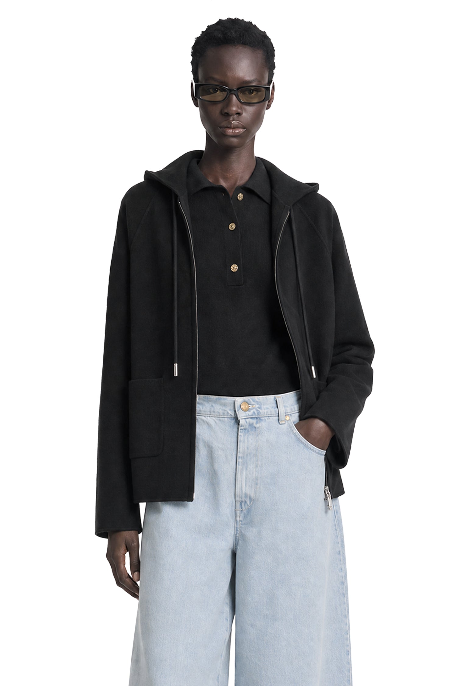 Max Mara Wool Blend and Silk Hooded Coat