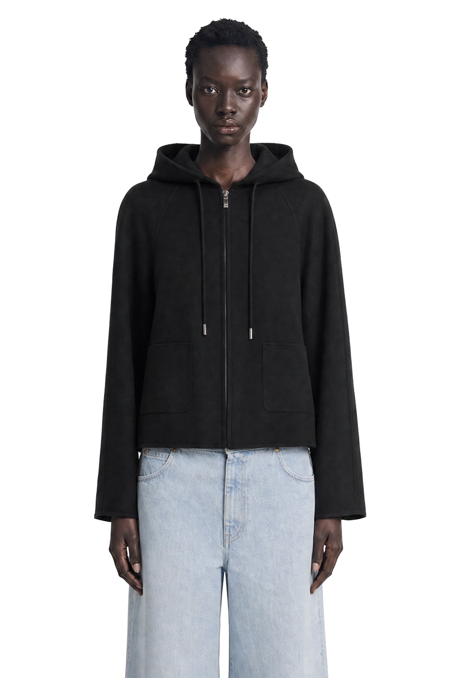 Max Mara Wool Blend and Silk Hooded Coat, view 2