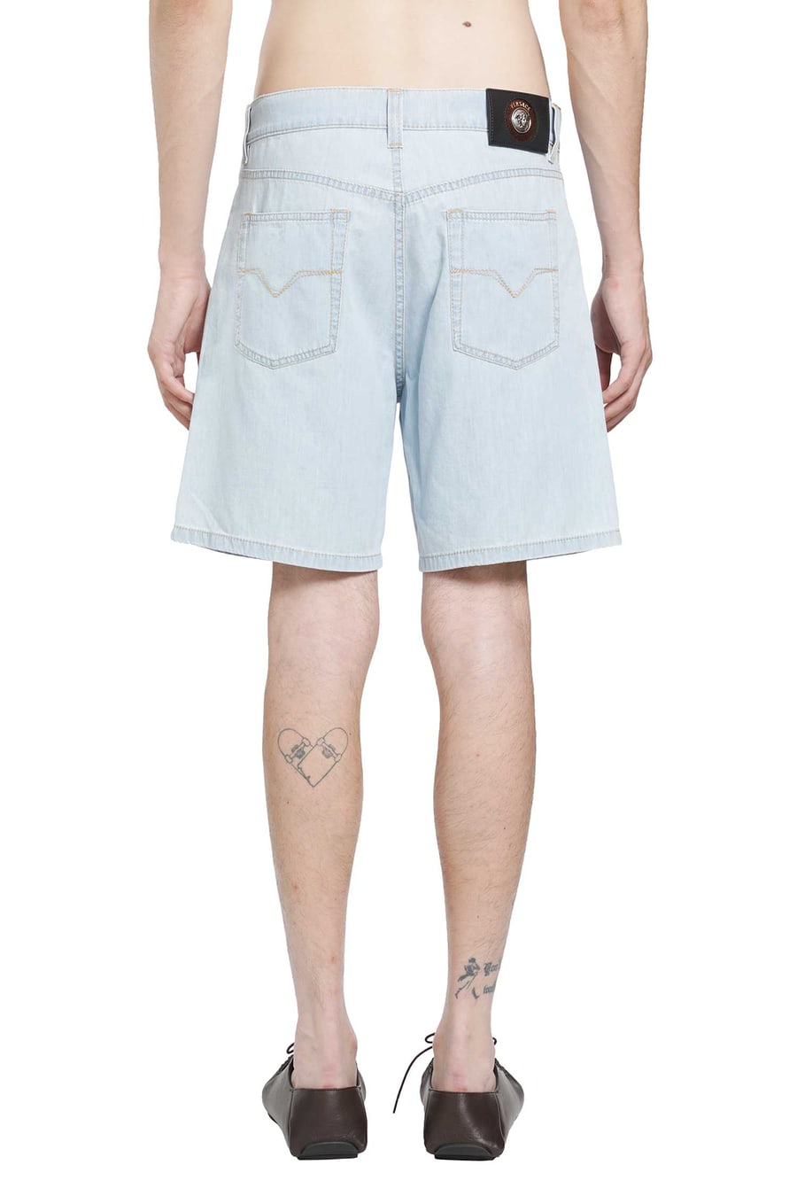 Versace Chambray Denim Shorts, view 4