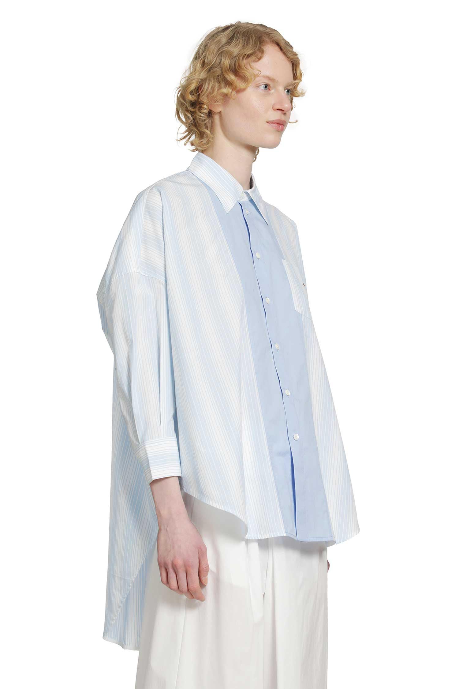 Marni Cotton Poplin Pinstriped Patchwork Shirt, view 2