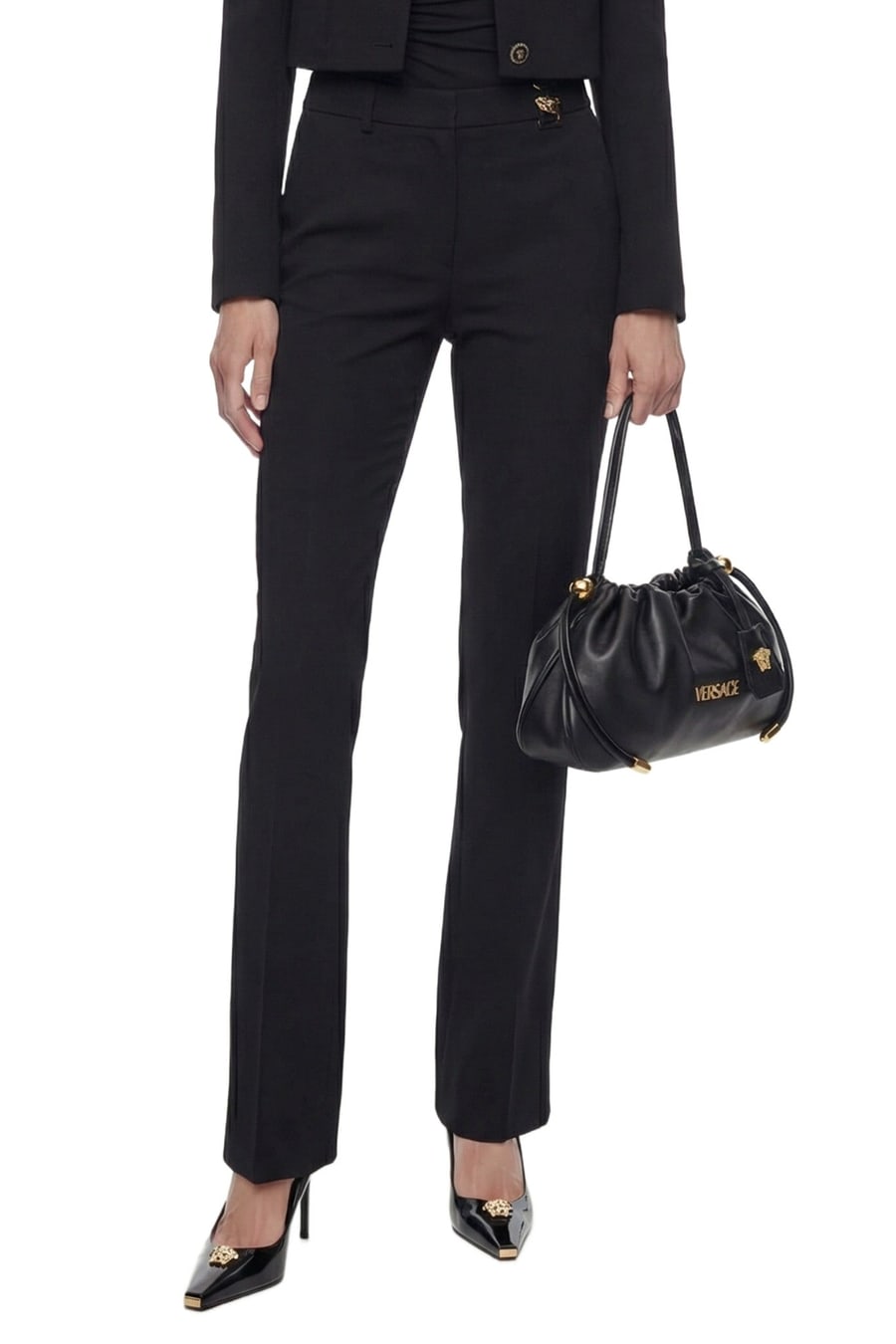 Versace Flared Stretch Wool Trousers