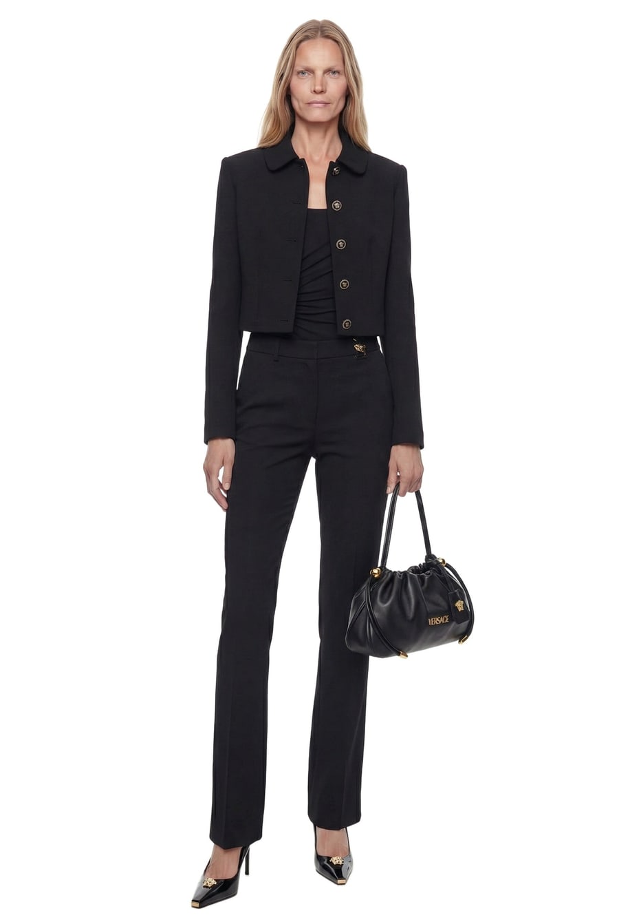 Versace Flared Stretch Wool Trousers, view 6