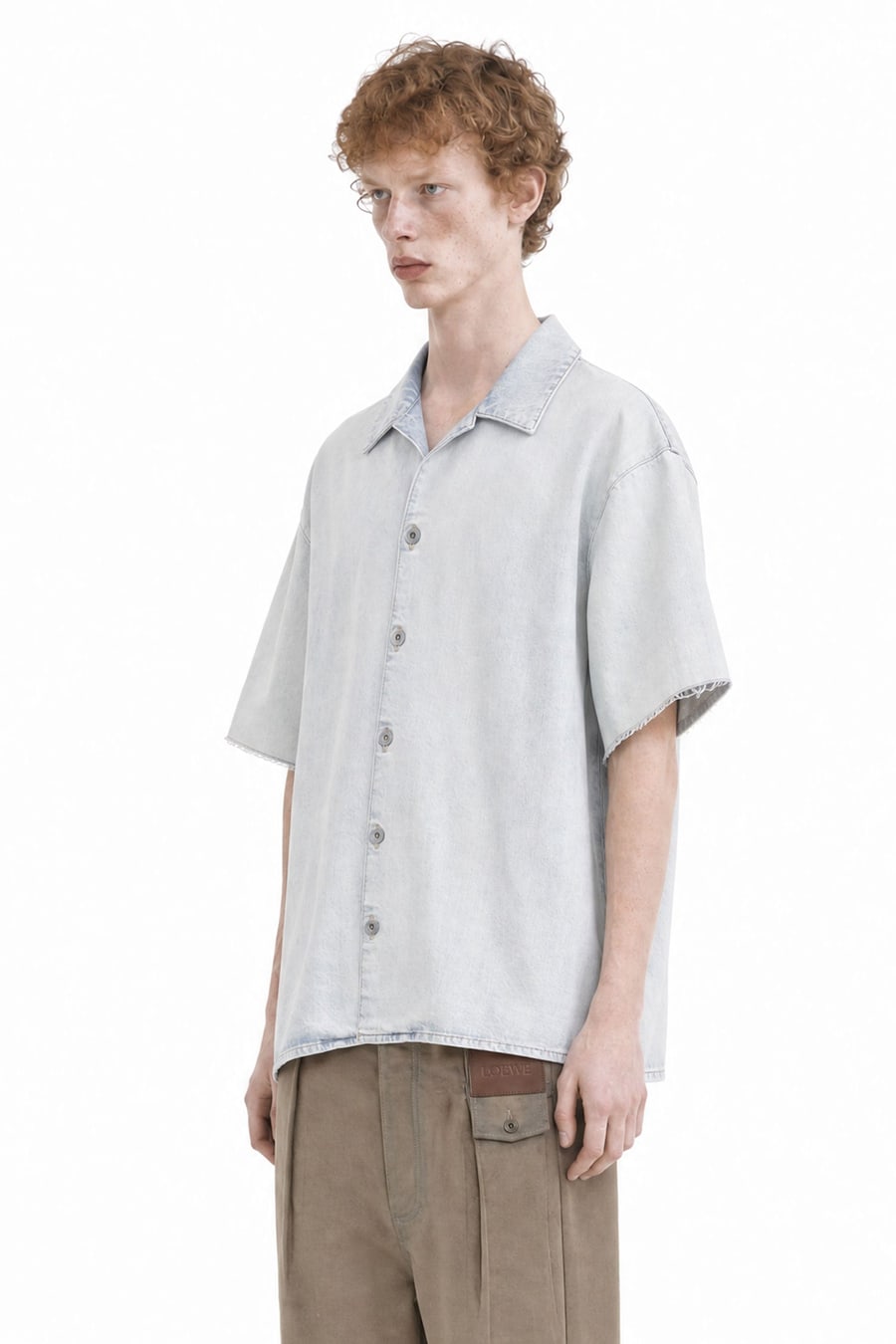Loewe Anagram Short Sleeve Shirt in Denim, view 3