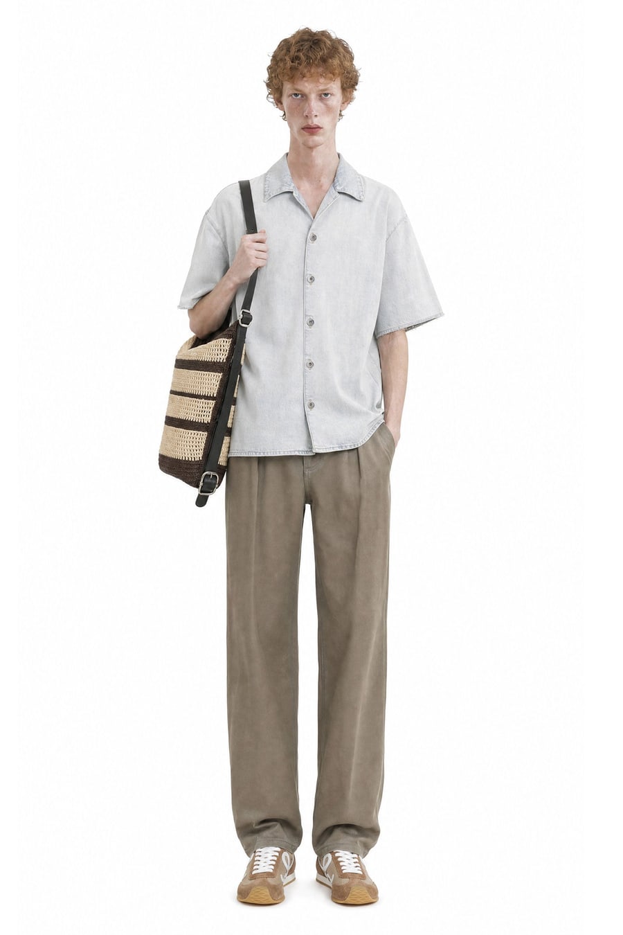 Loewe Anagram Short Sleeve Shirt in Denim, view 5