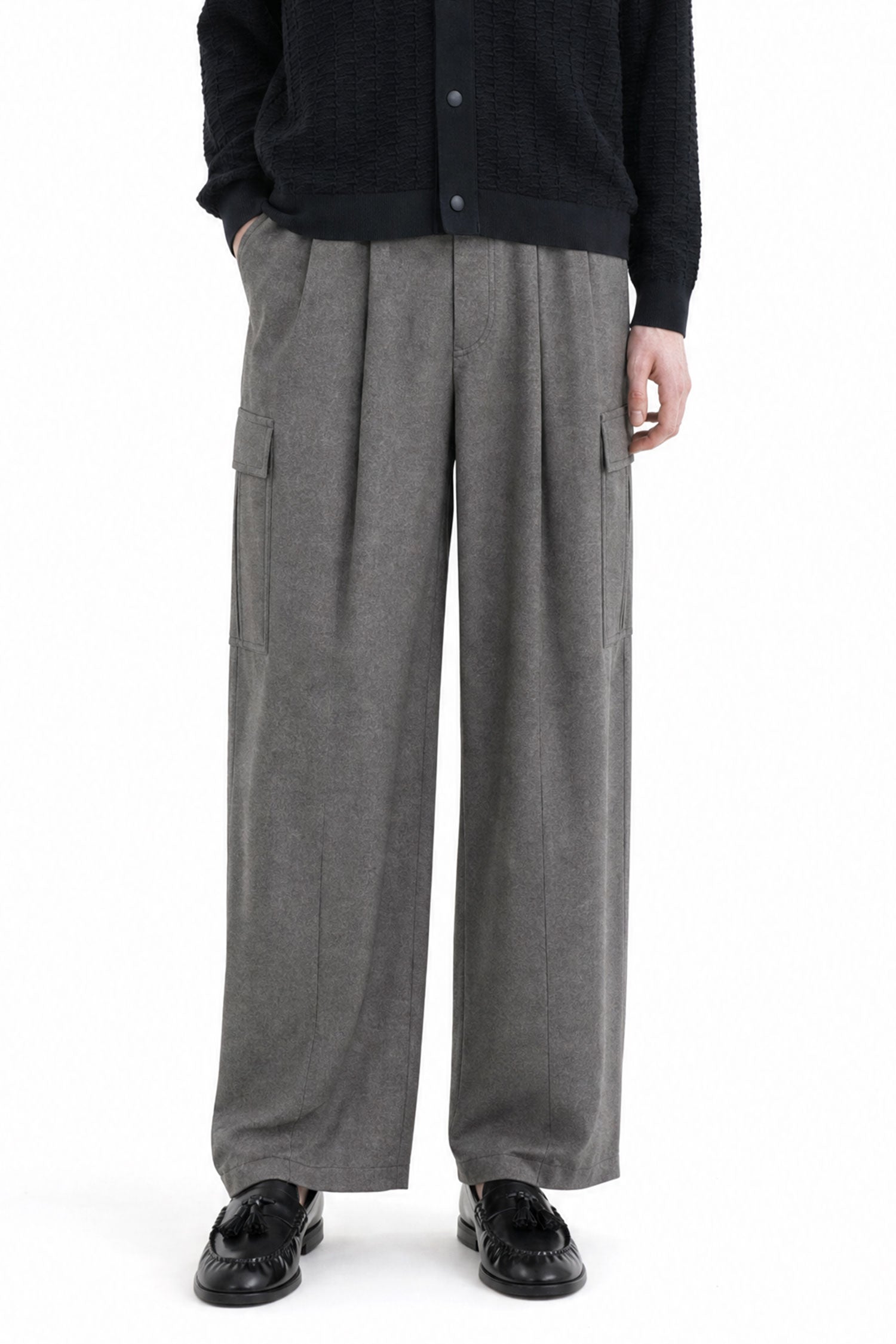 Giorgio Armani Wool Cashmere Denim-Effect Cargo Pants