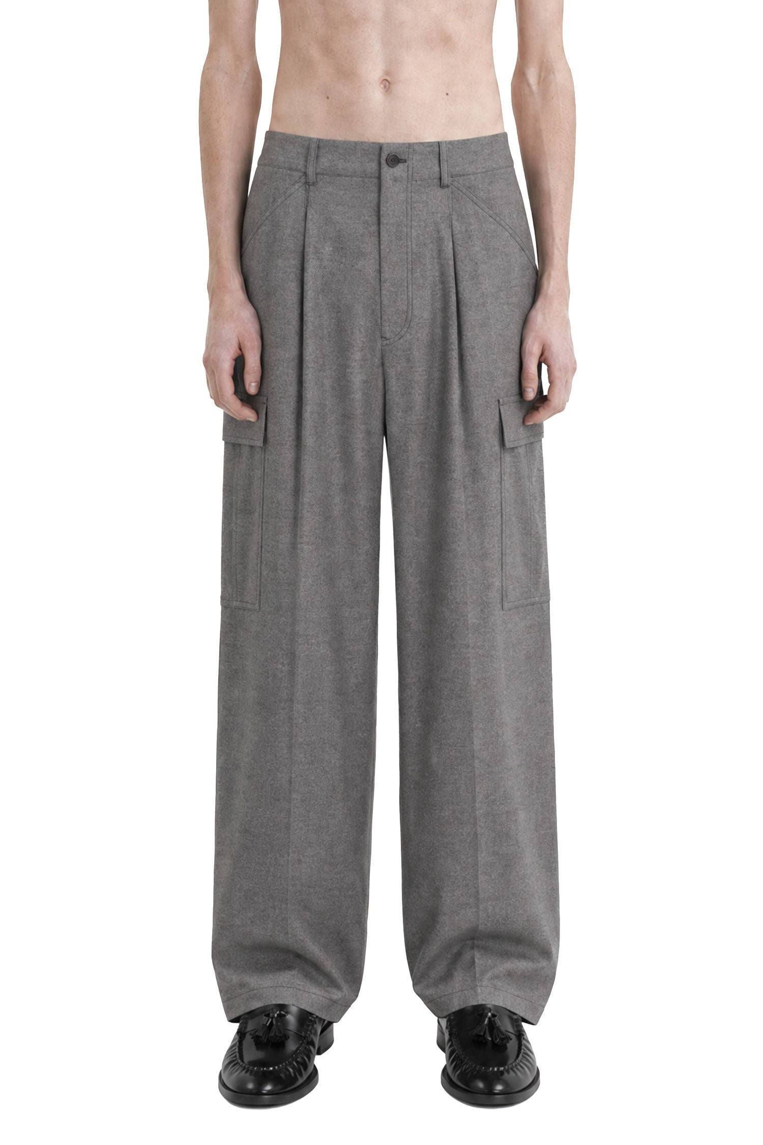 Giorgio Armani Wool Cashmere Denim-Effect Cargo Pants, view 2