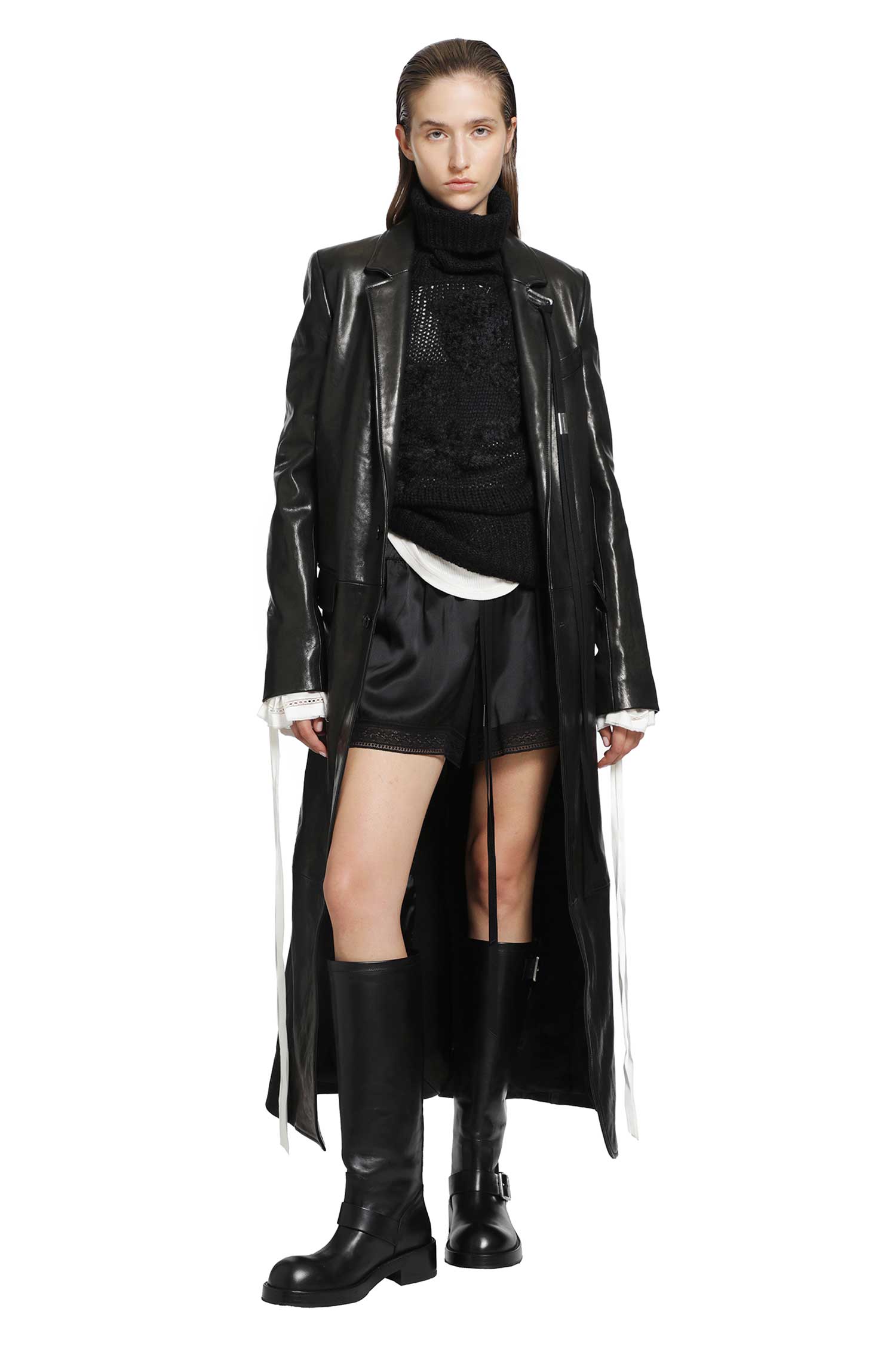 Ann Demeulemeester Virva Vintage Lux Grained Leather Coat