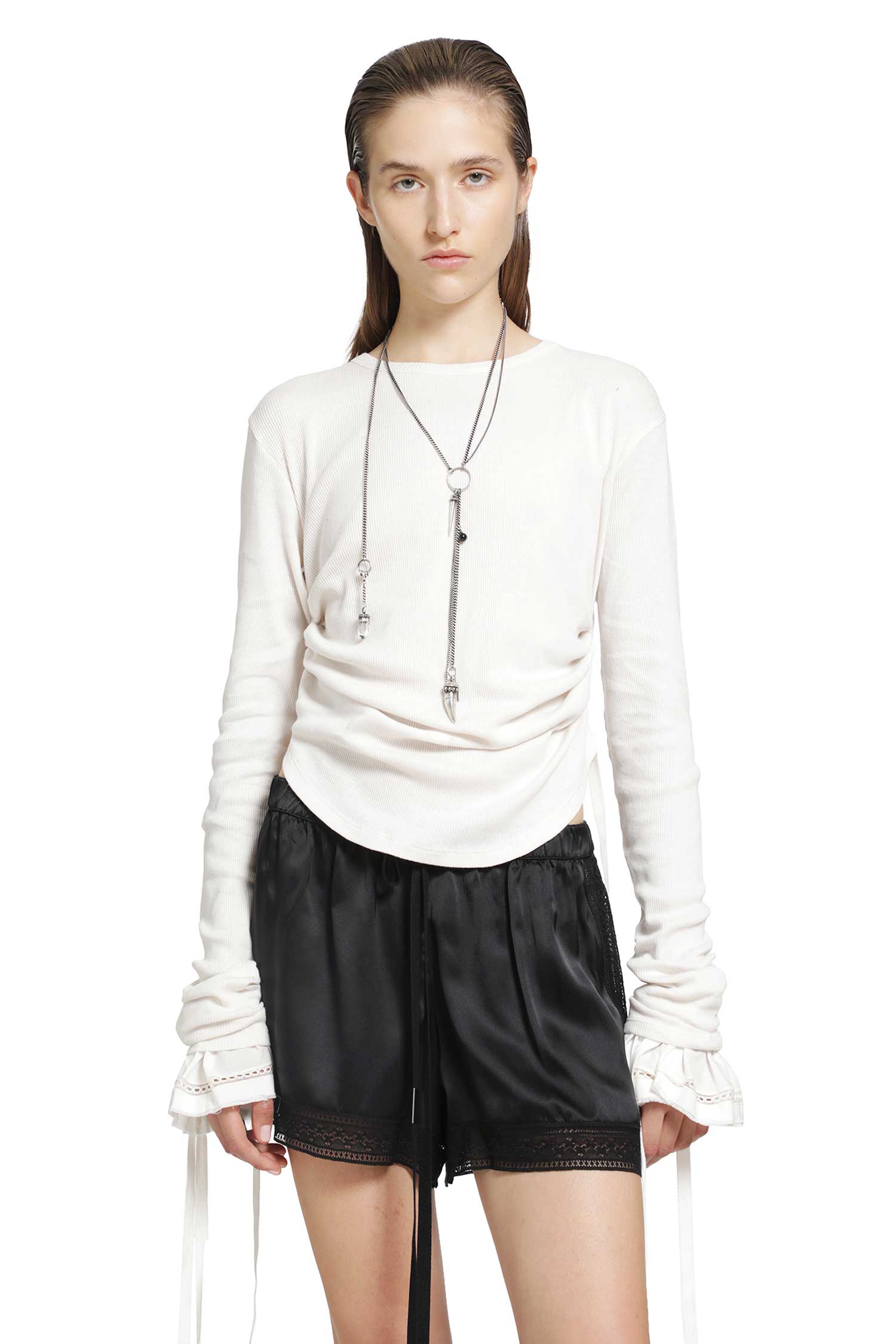 Ann Demeulemeester Dot Wrinkled Long Sleve Top