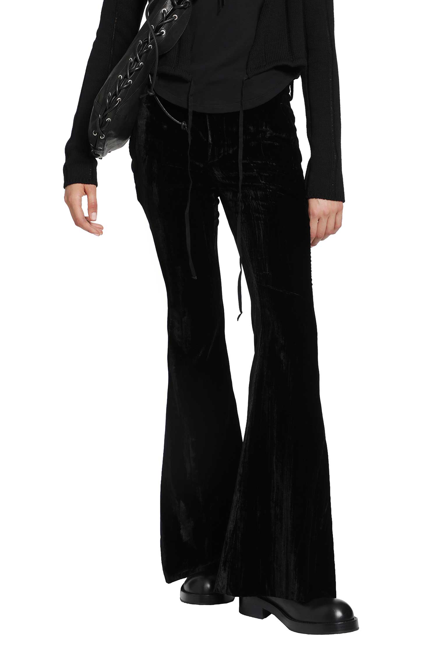 Ann Demeulemeester Adri Bootcut Trousers in Froissé Velvet