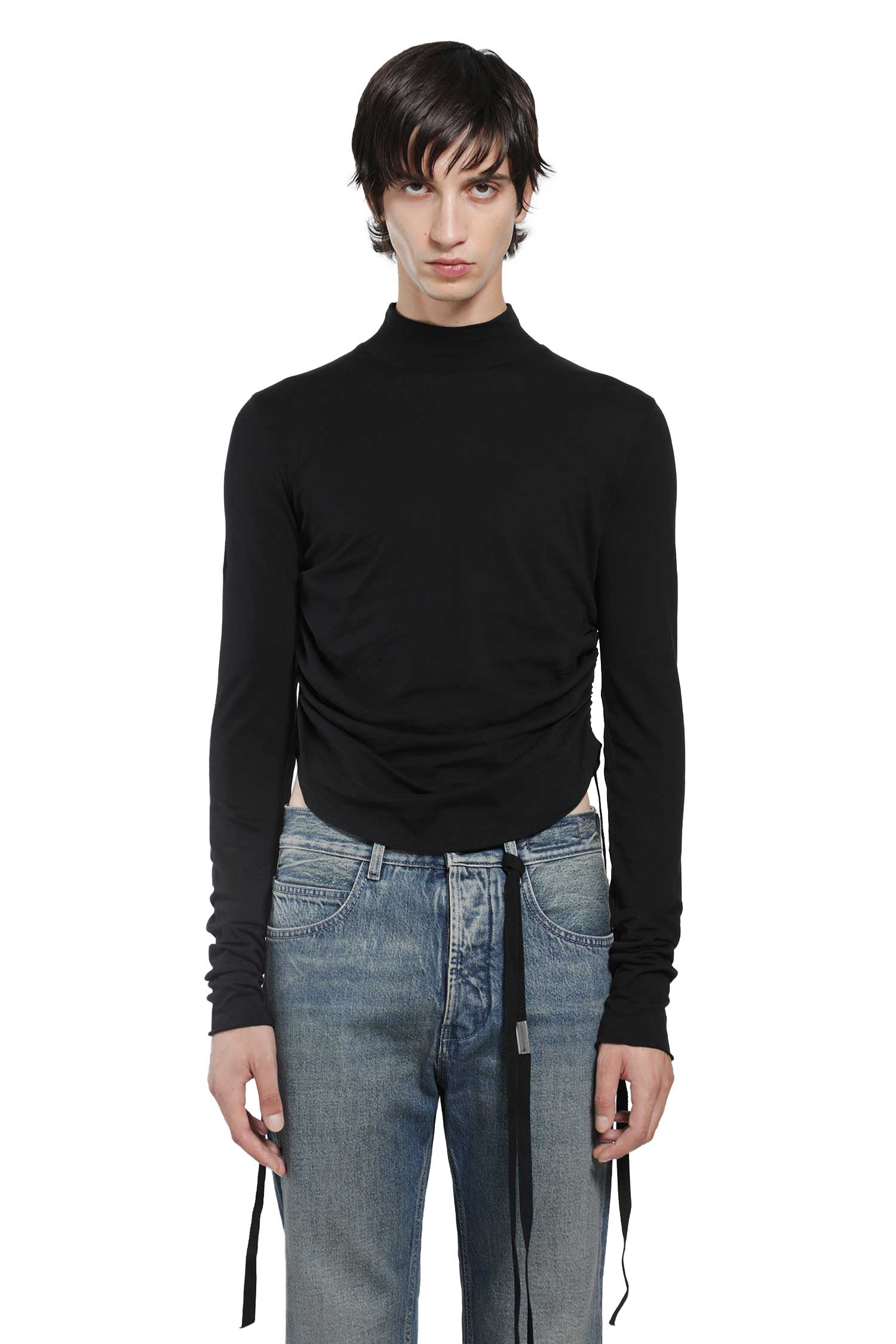 Ann Demeulemeester Lenart Wrinkled Mock Neck Top, view 2