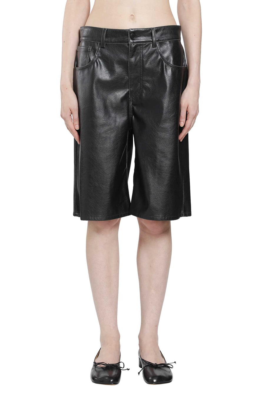 MM6 Maison Margiela Leather-effect Bermuda Shorts, view 2