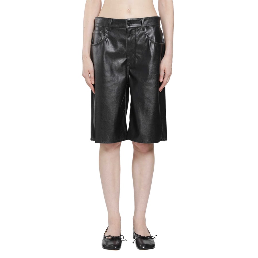 MM6 Maison Margiela Leather-effect Bermuda Shorts, view 6
