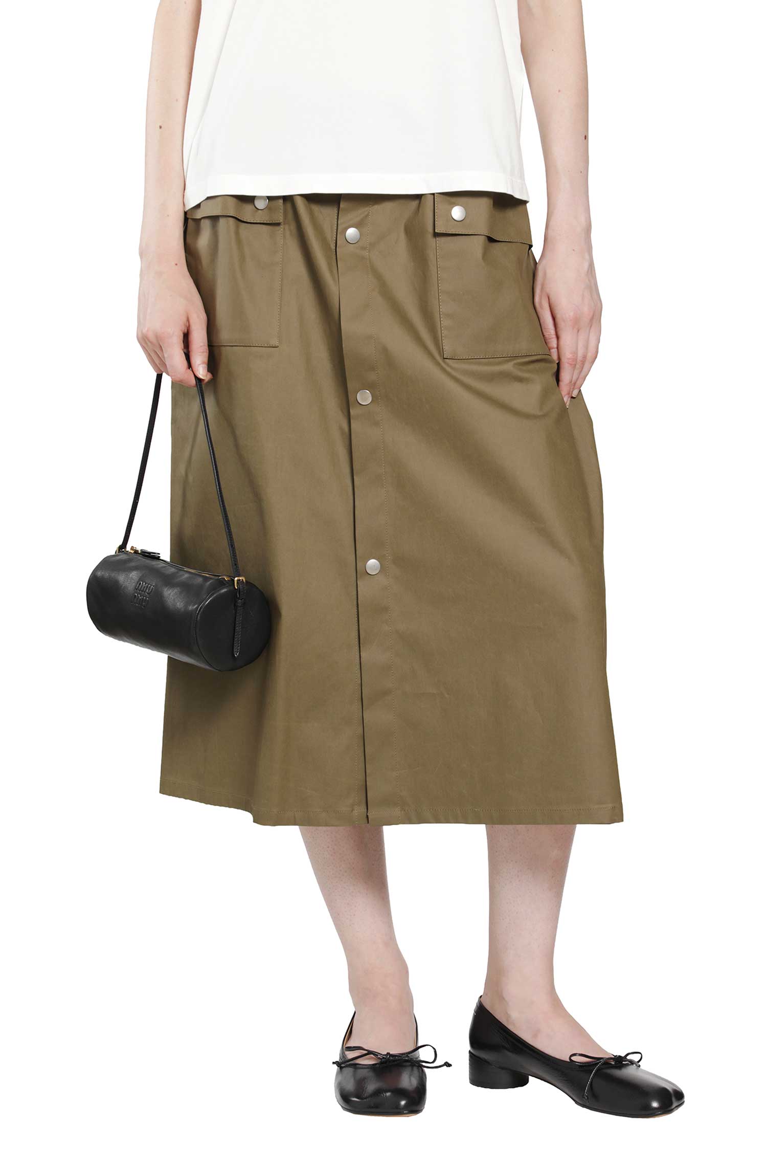 MM6 Maison Margiela Coated Cotton Midi Skirt