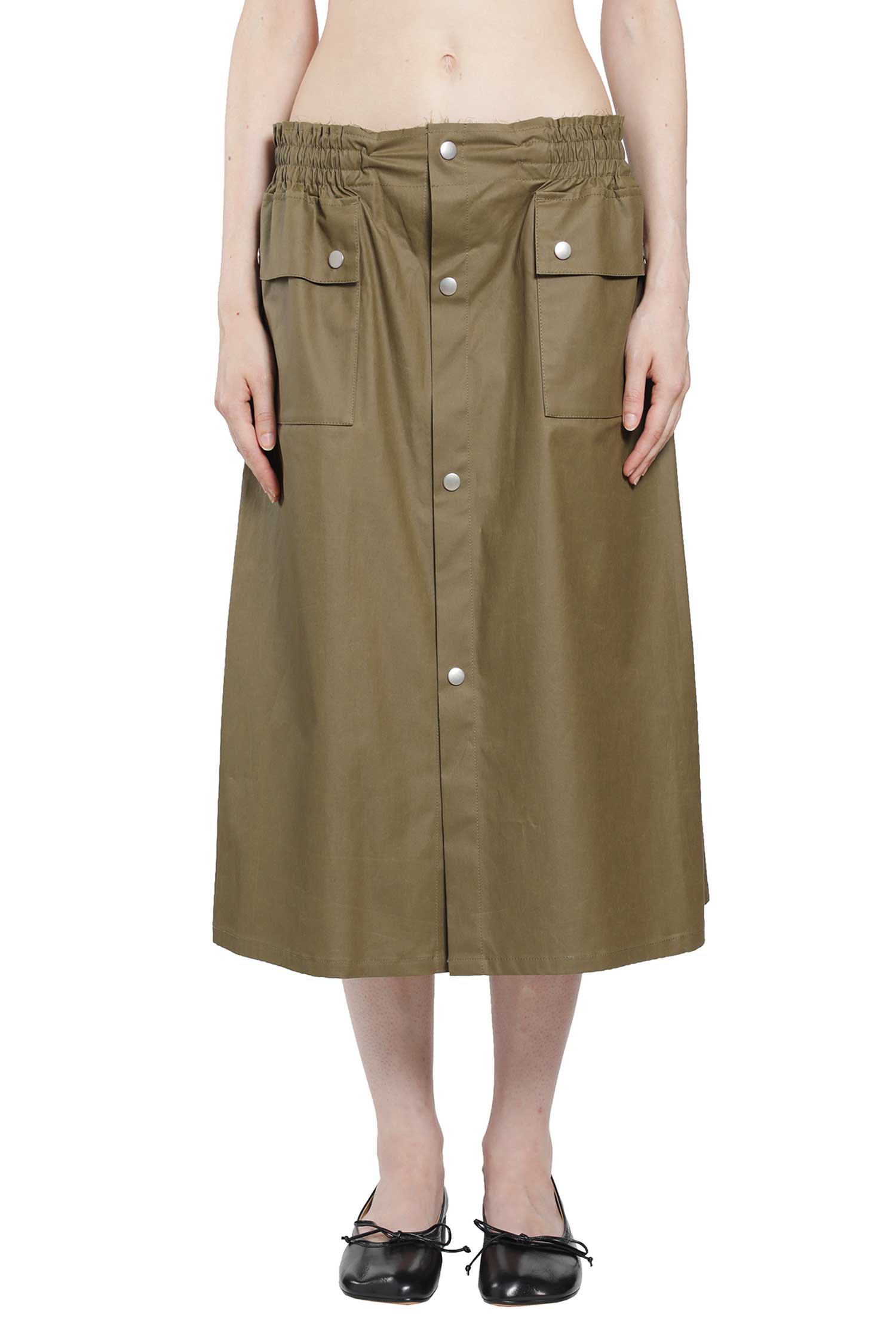 MM6 Maison Margiela Coated Cotton Midi Skirt, view 2
