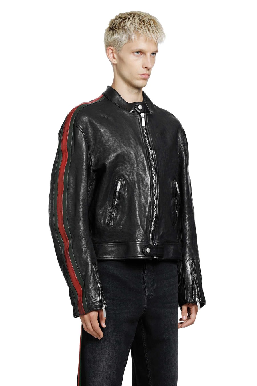 Gucci Buffalo Leather Biker Jacket, view 3