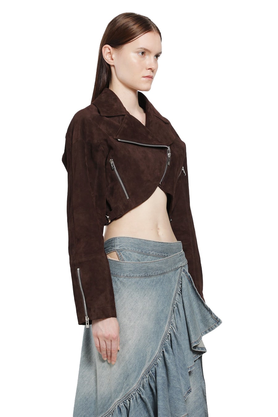 Alaïa Suede Cropped Biker Jacket, view 3