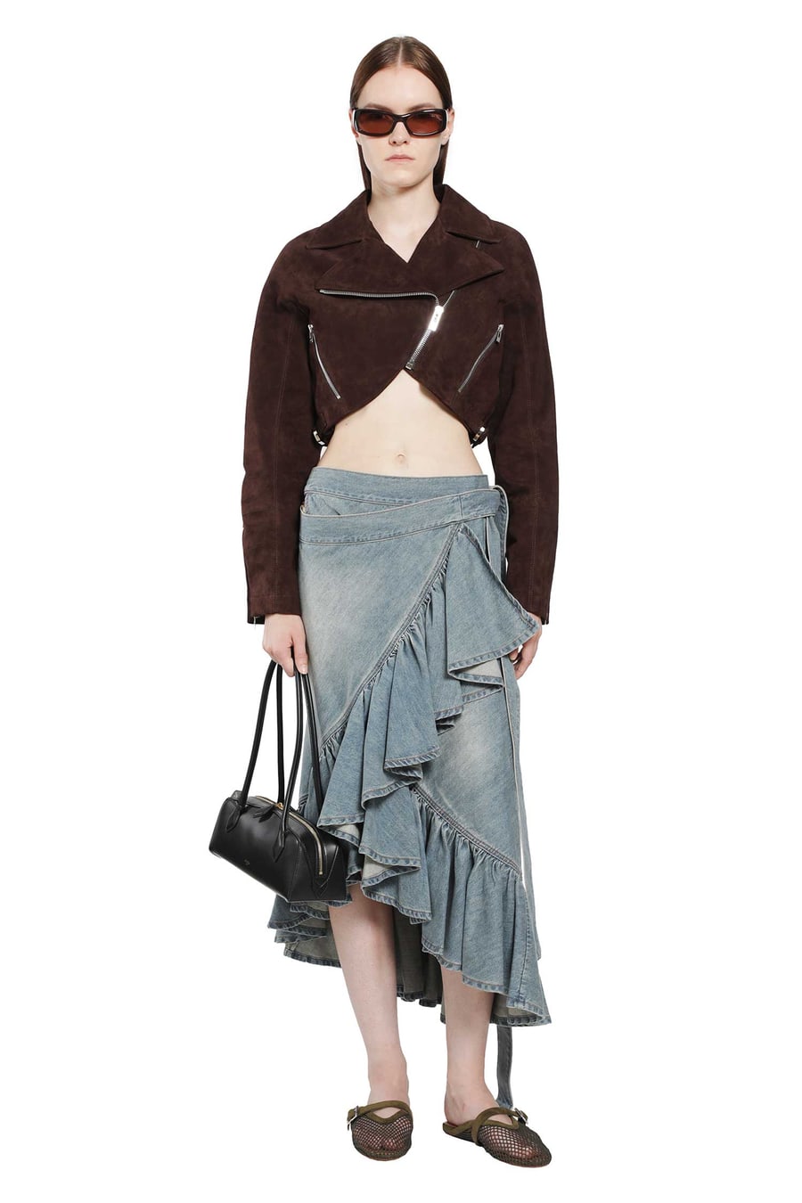 Alaïa Suede Cropped Biker Jacket, view 6