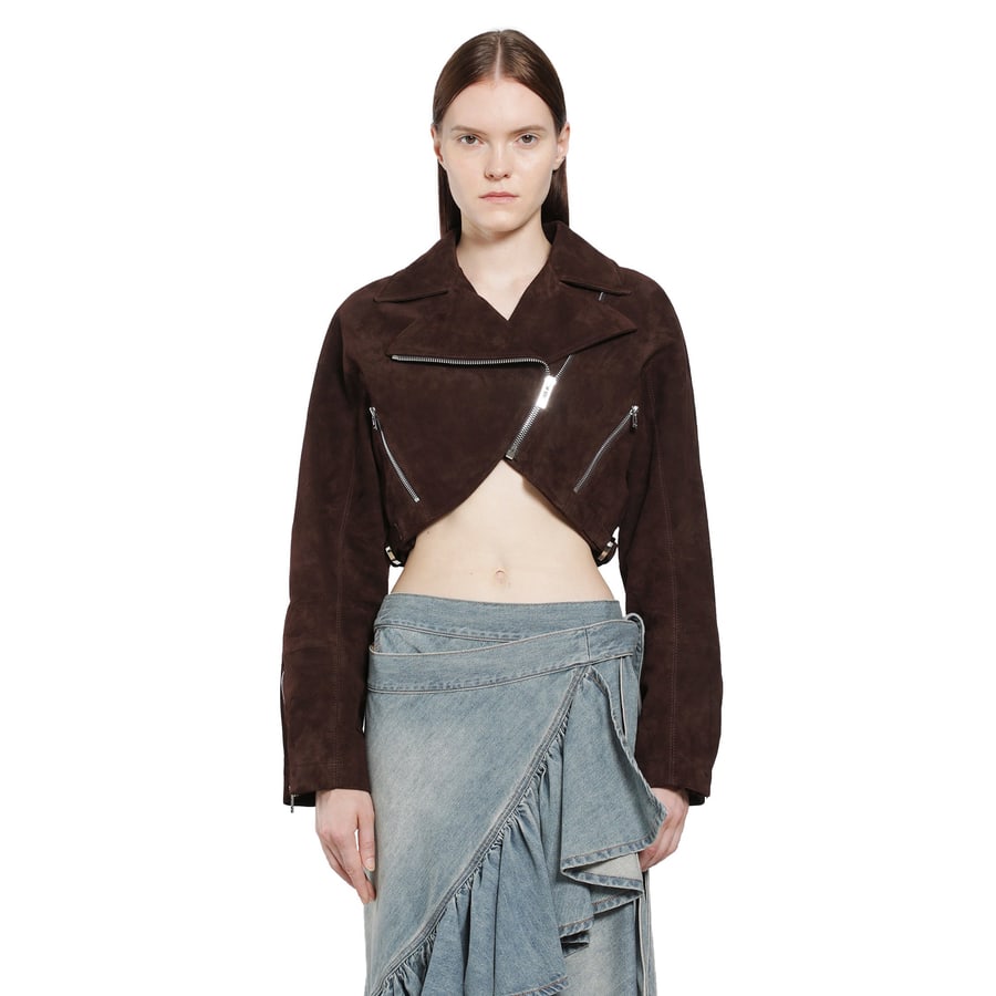 Alaïa Suede Cropped Biker Jacket, view 7