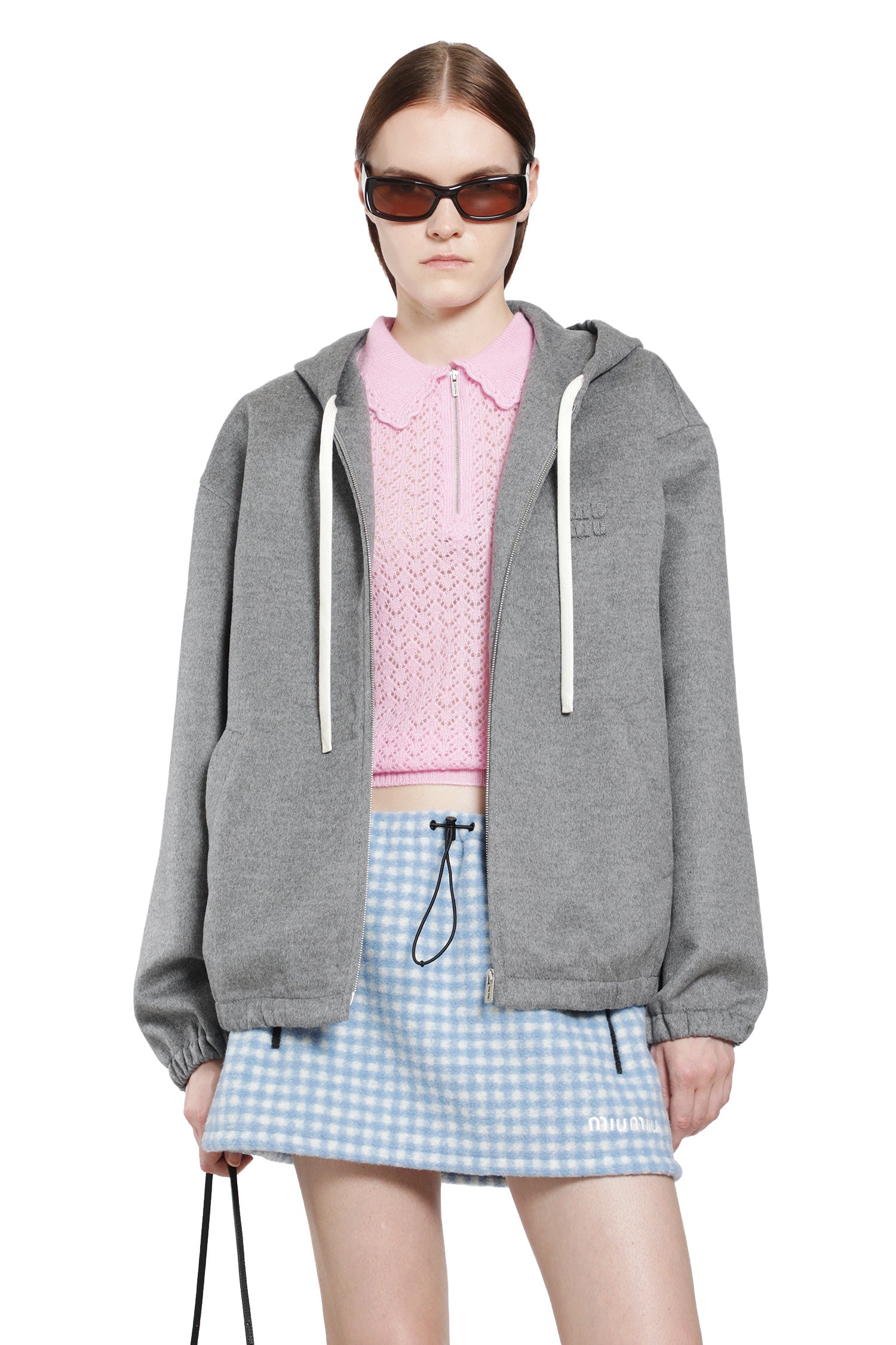 Miu Miu Cashmere Wool Zip-Up Hoodie