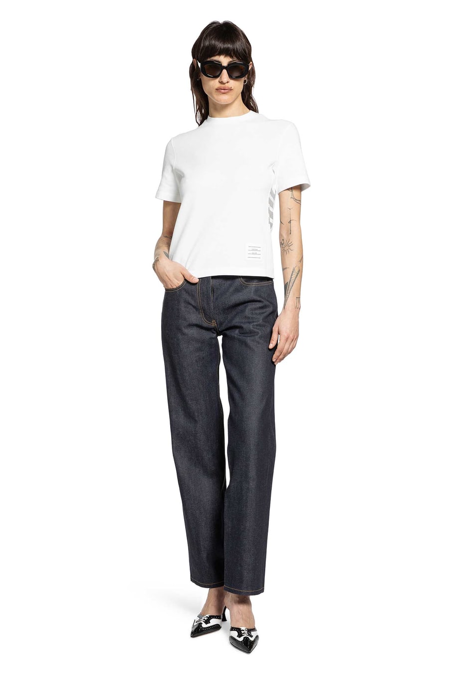 Thom Browne Classic Piqué 4-Bar Tee, view 5