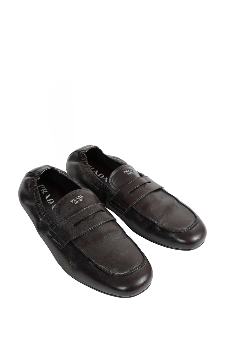 Prada Suffle Antiqued Leather Loafers, view 6