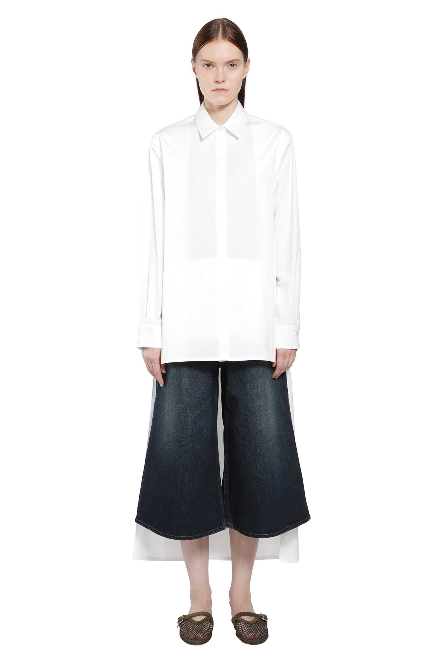 Alaïa Asymmetric Cotton Poplin Shirt, view 2