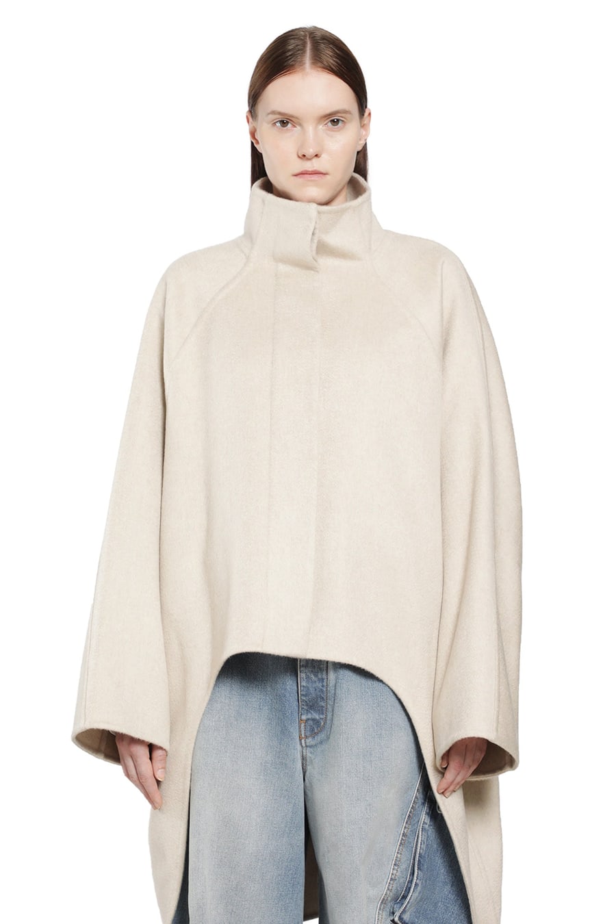 Alaïa Asymmetric Double Face Cashmere Coat, view 2