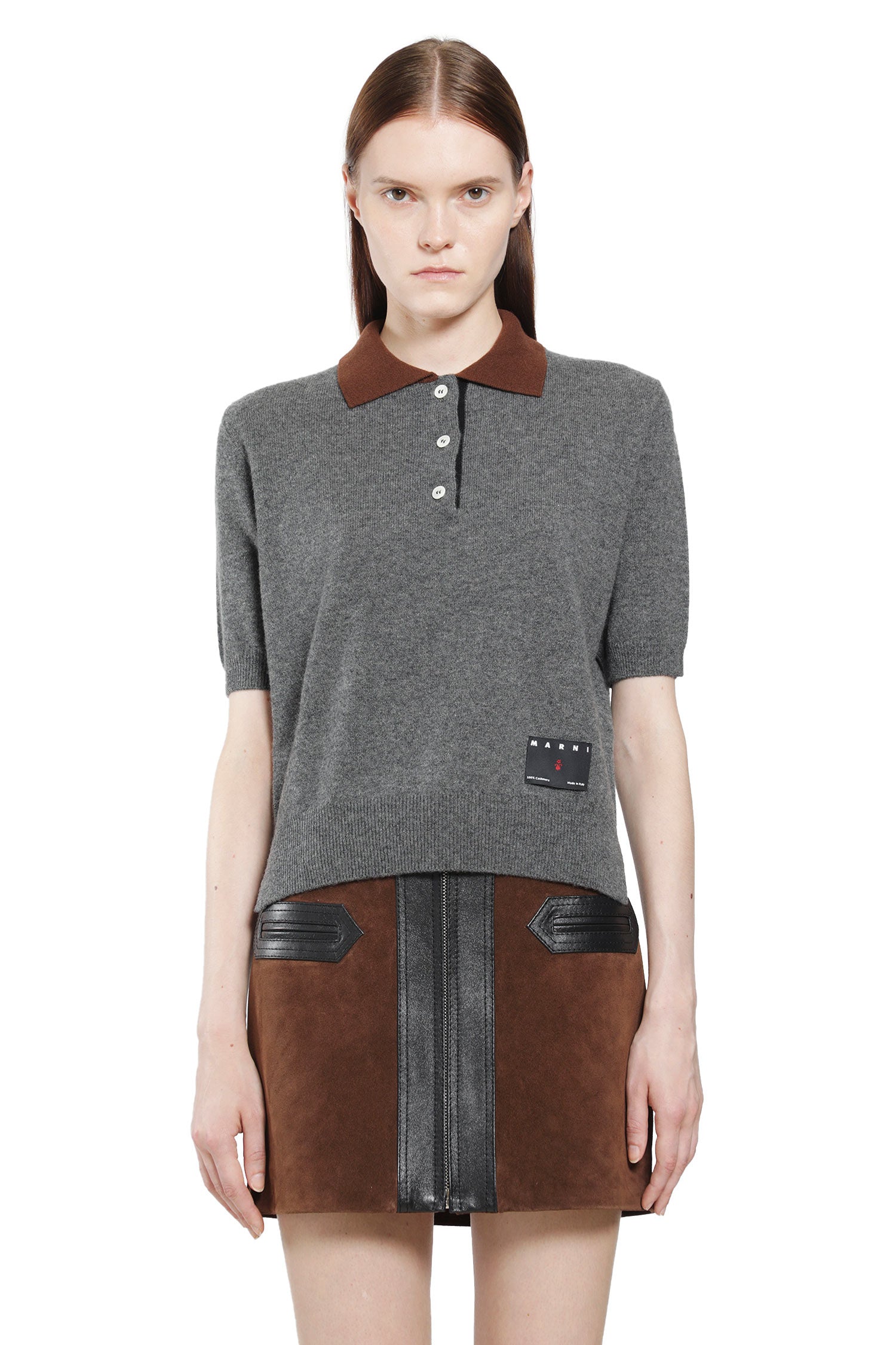 Marni Cashmere Polo Shirt with Contrast Colour, view 2