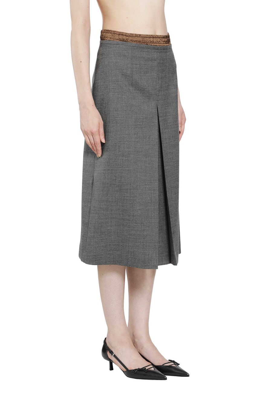 Prada Layered Wool Midi Skirt, view 3