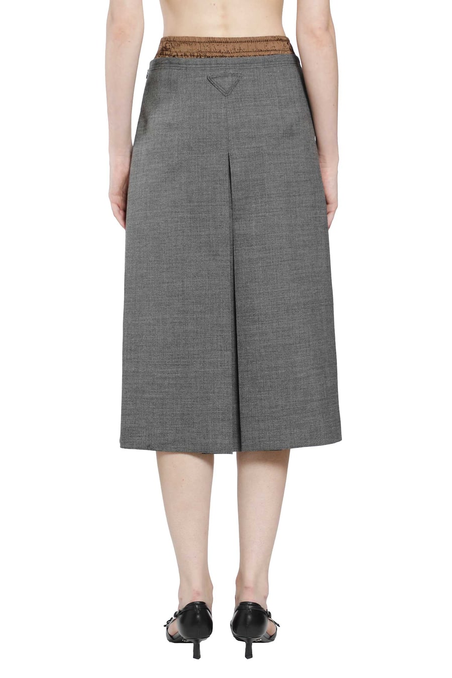 Prada Layered Wool Midi Skirt, view 4