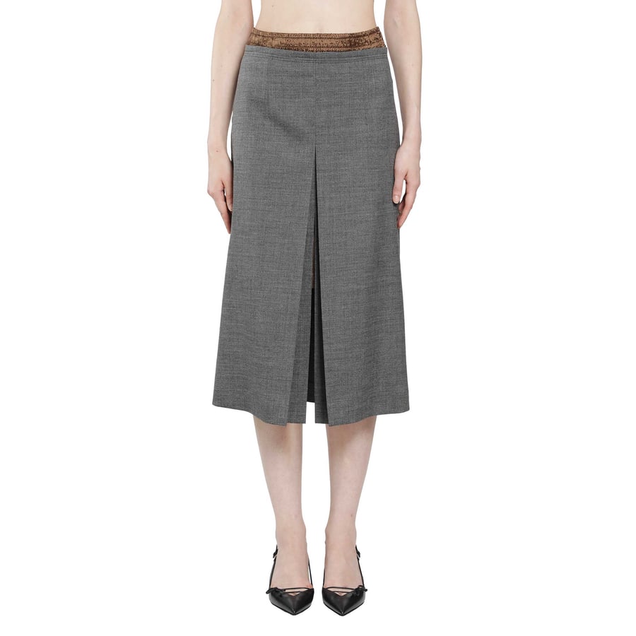 Prada Layered Wool Midi Skirt, view 6