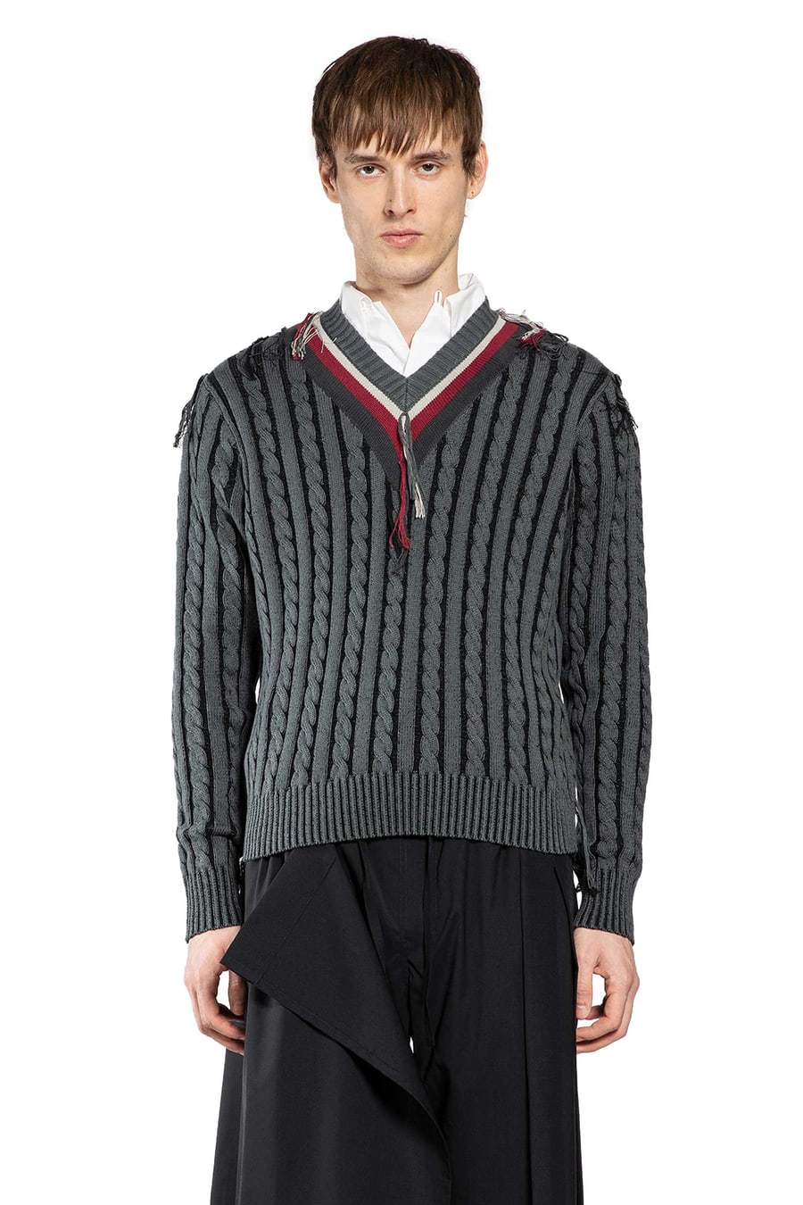 CRAIG GREEN V-Neck Cable Jumper, view 2
