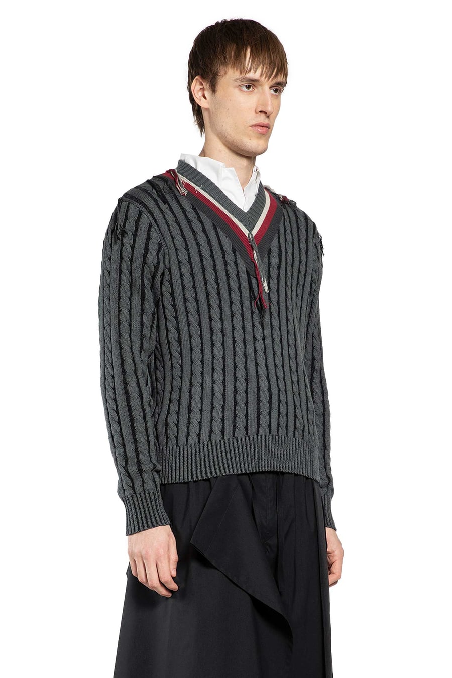 CRAIG GREEN V-Neck Cable Jumper, view 3