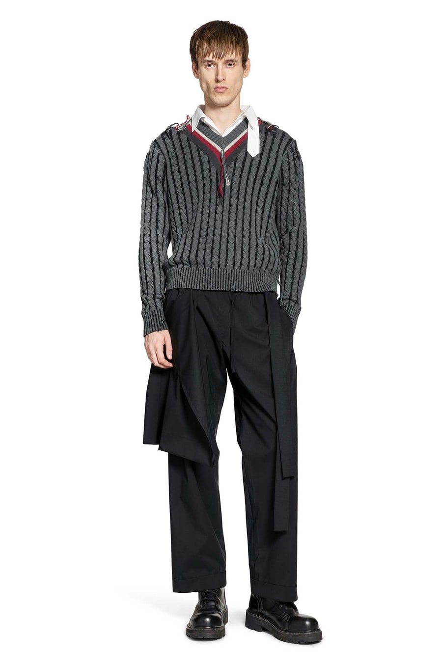 CRAIG GREEN V-Neck Cable Jumper, view 6