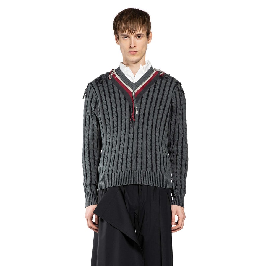 CRAIG GREEN V-Neck Cable Jumper, view 7