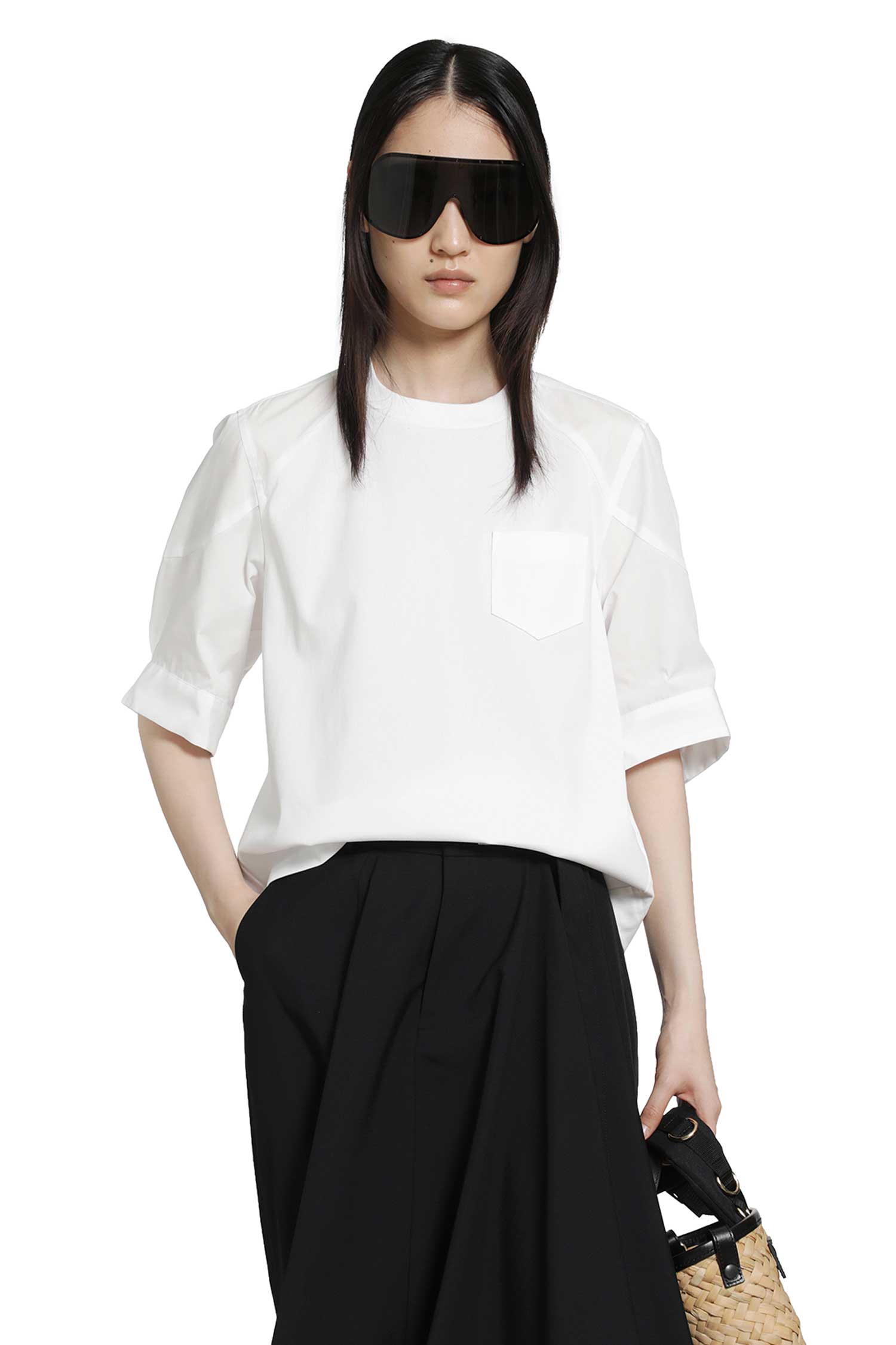 SACAI Poplin x Cotton Jersey T-Shirt