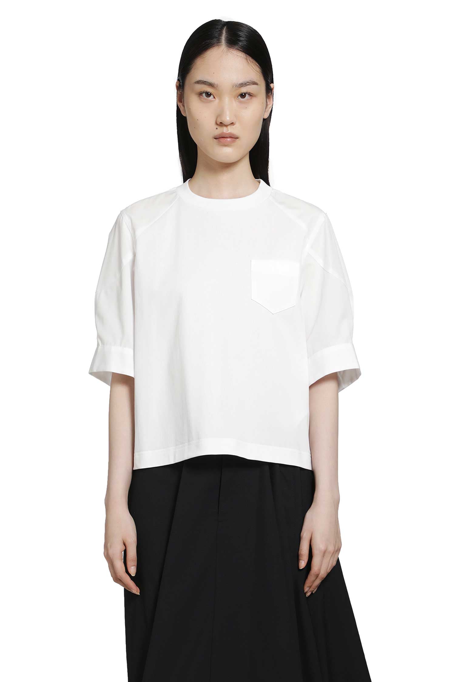 SACAI Poplin x Cotton Jersey T-Shirt, view 2