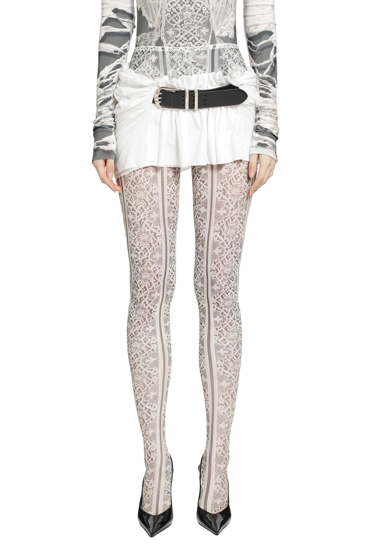 DILARA FINDIKOGLU Past Edges Lace-effect Mesh Tights
