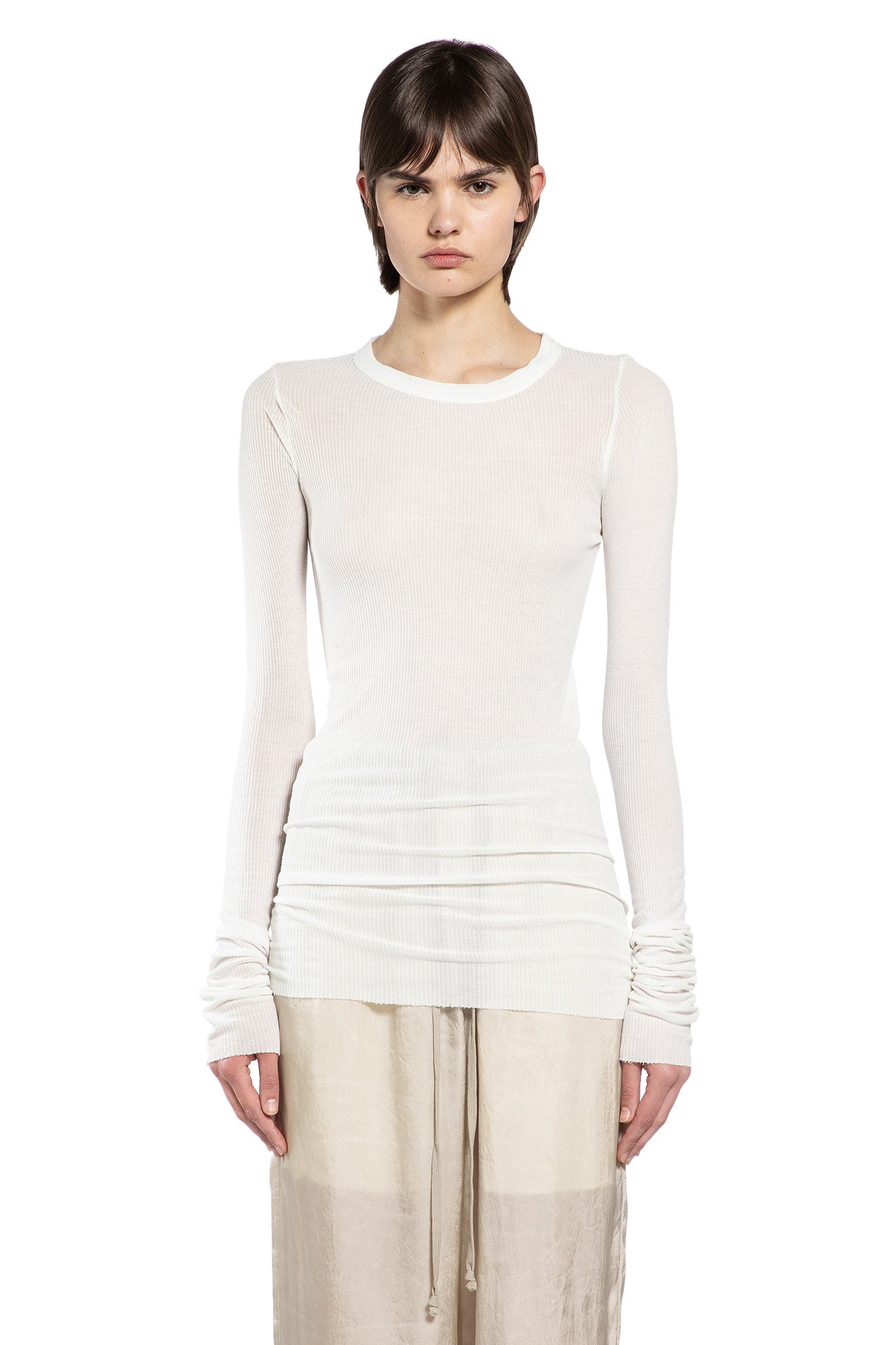 Rick Owens Temple Rib Long Sleeve T-Shirt, view 2