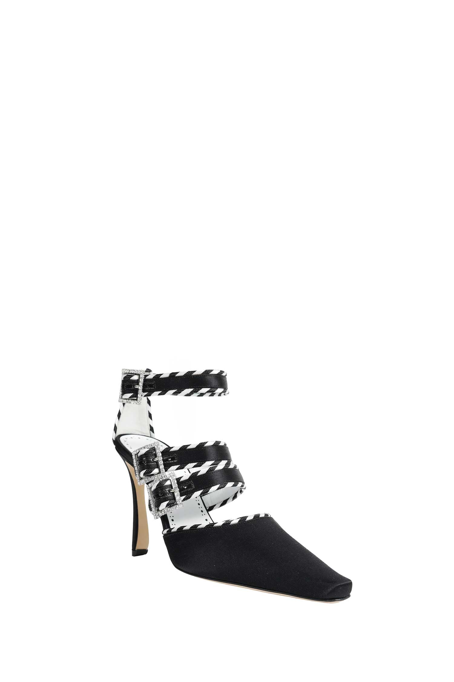 MANOLO BLAHNIK Sumba 105 Satin Ankle Strap Pumps, view 2