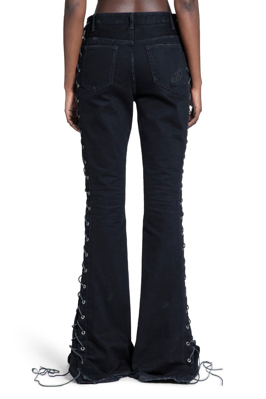Ann Demeulemeester Treze Lace-Up Bootcut Jeans, view 4