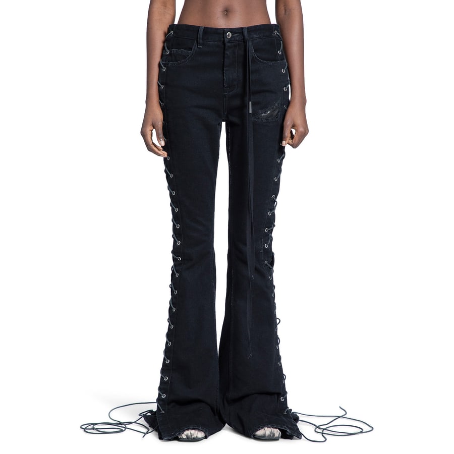 Ann Demeulemeester Treze Lace-Up Bootcut Jeans, view 6