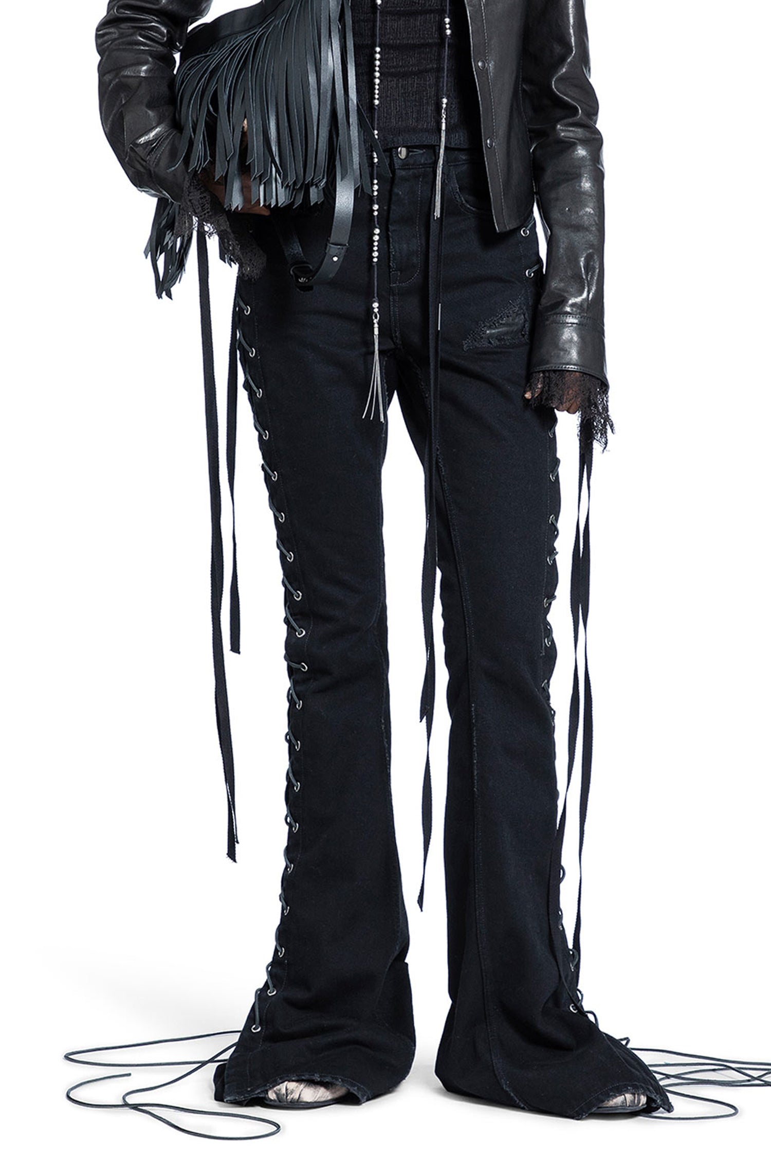 Ann Demeulemeester Treze Lace-Up Bootcut Jeans