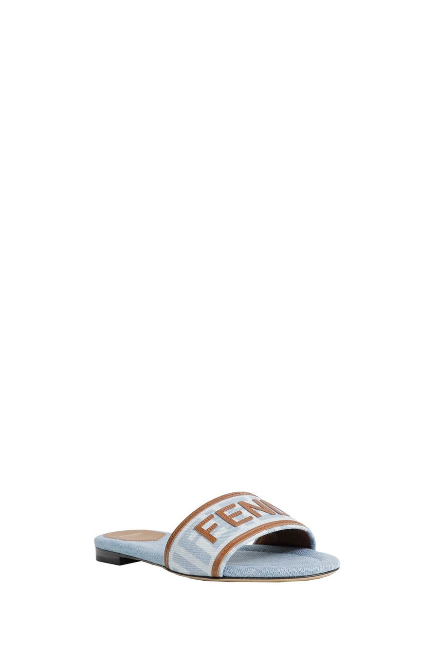 Fendi FF Nylon Denim and Leather Sllides, view 2