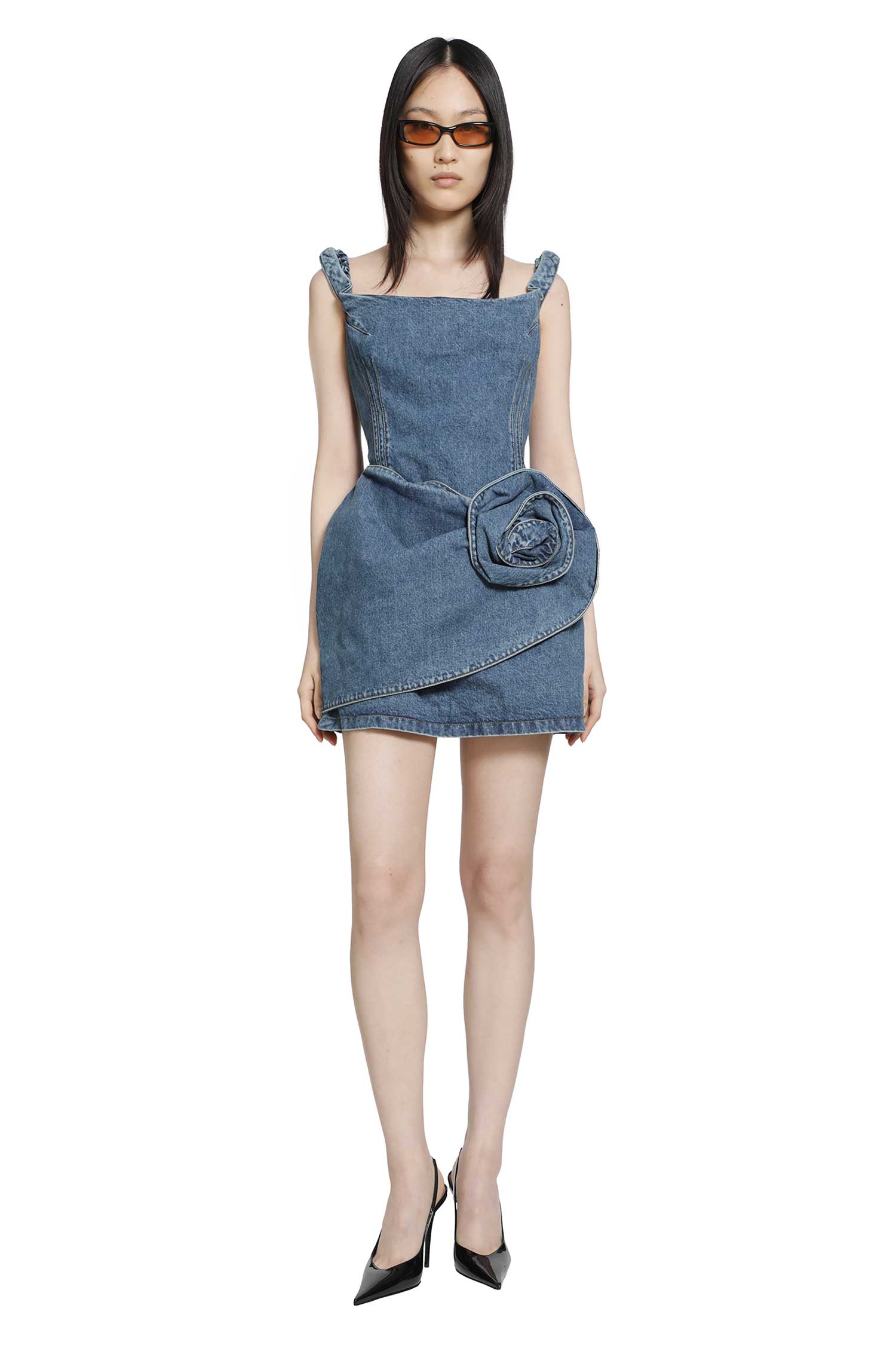MAGDA BUTRYM Off-Shoulder Denim Mini Dress