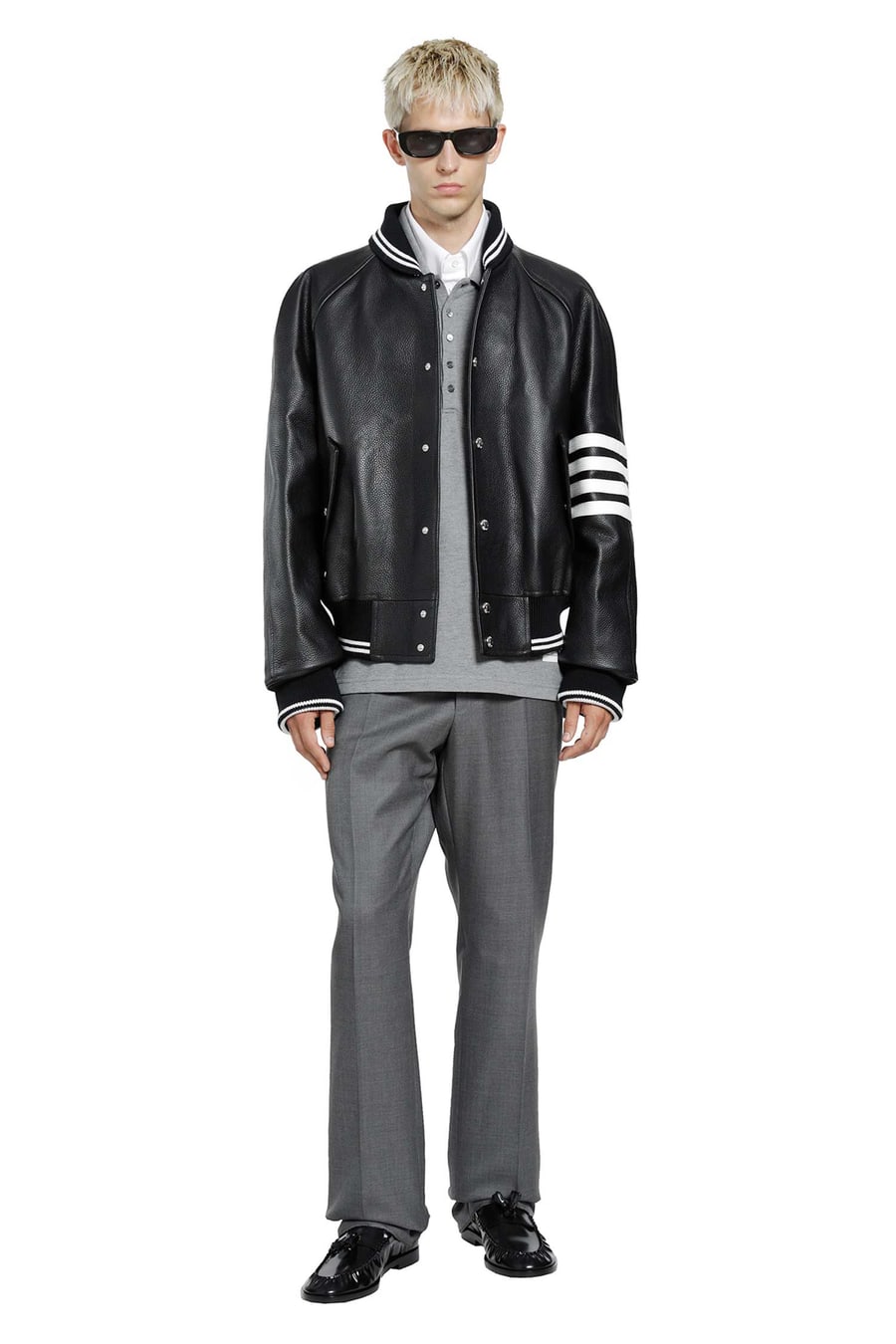 Thom Browne 4-Bar Leather Bomber, view 6